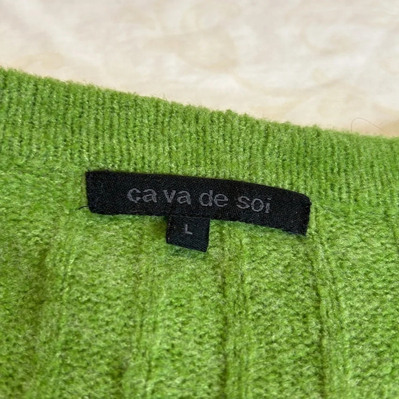 🧨Ca Va de Soi Wool Blend Green Cardigan Sweater SZ L - Picture 7 of 11